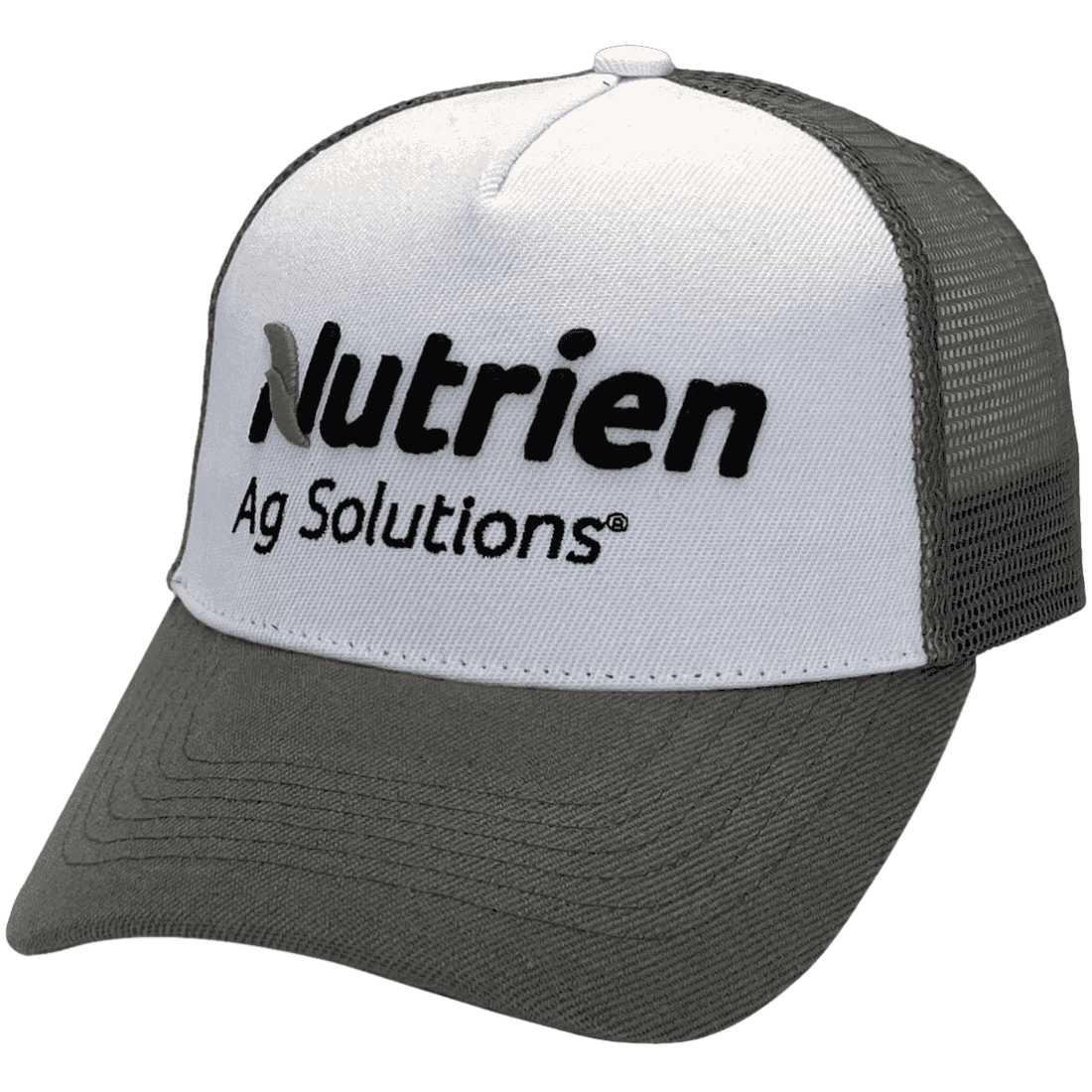 Nutrien Ag Solutions Low Profile Basic Aussie Trucker Hat - White Dk Grey