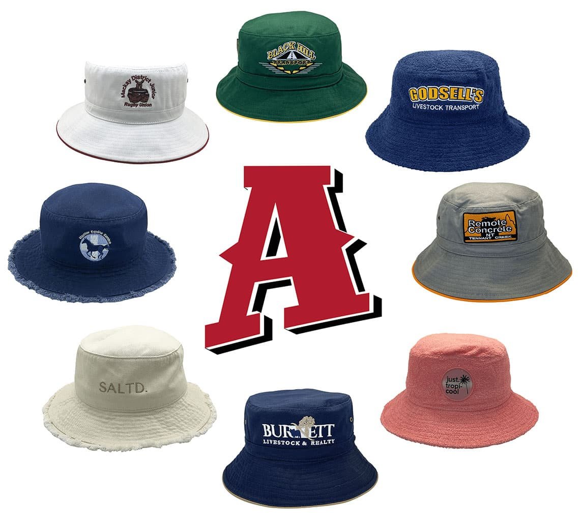 aussie personalised bucket hat designs