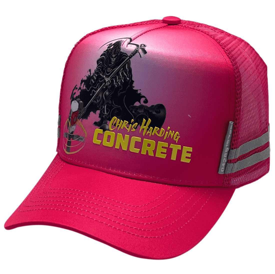 Chris Harding Concrete HP Midrange Aussie Trucker Hat Microfibre/Cotton Hot Pink