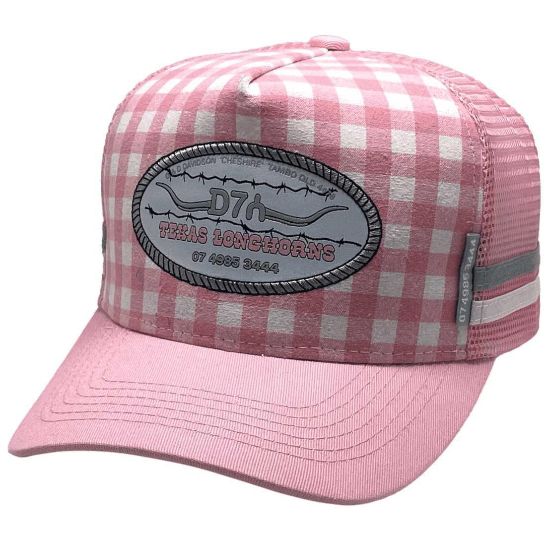 Texas Longhorns Tambo - Midrange Aussie trucker Hats -Gingham Cotton HP Pink