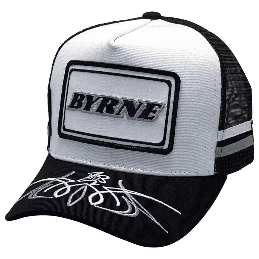 Byrne Manufacturing Livestock Trailers QLD HP Original Power Aussie Trucker Hat with double side bands and Australian Designed Head Fit Crown with pinstripe embroidered on Brim