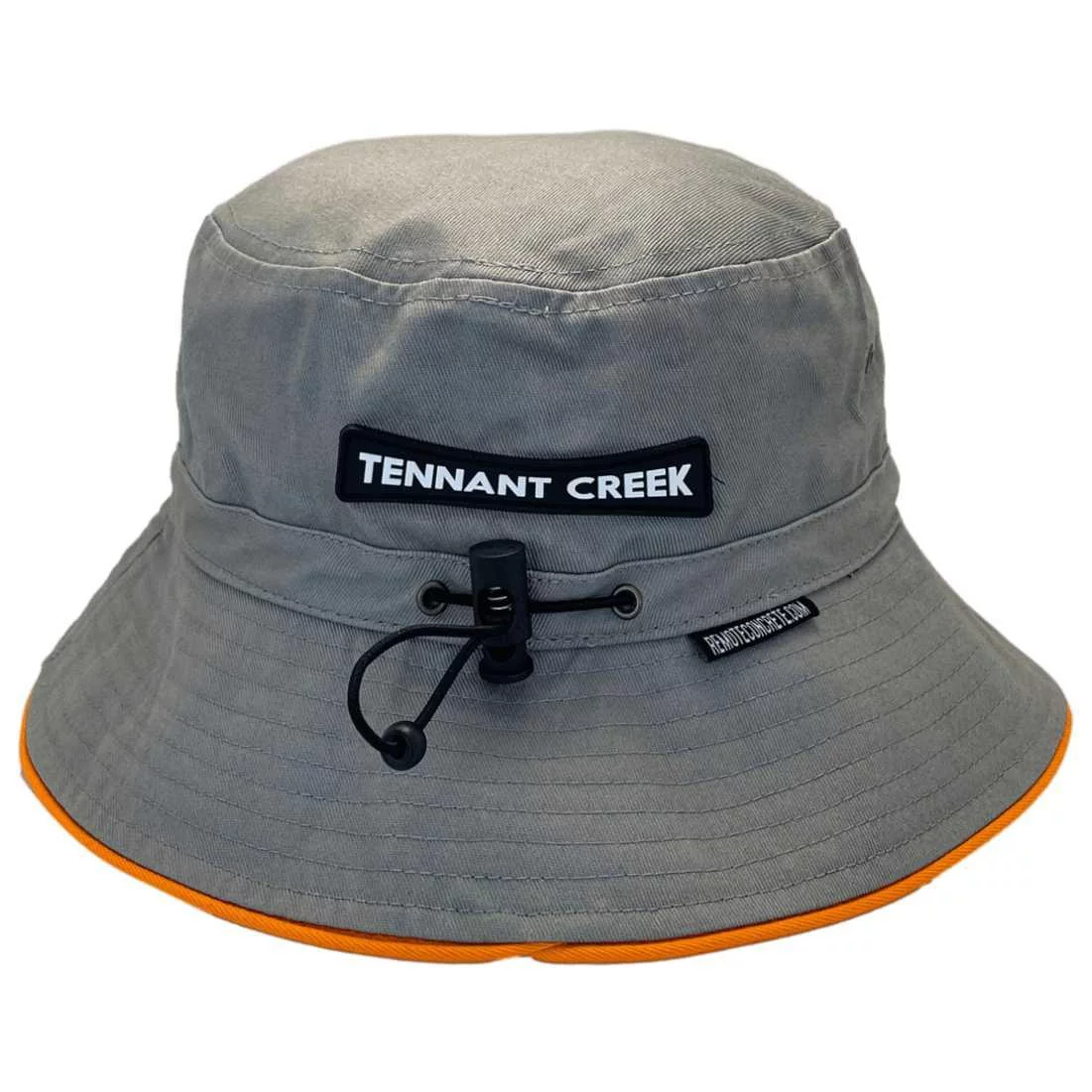 Remote Concrete Tennant Creek NT Original Aussie Bucket Hat with Adjustable Toggle Crown and Brim Width Grey Orange