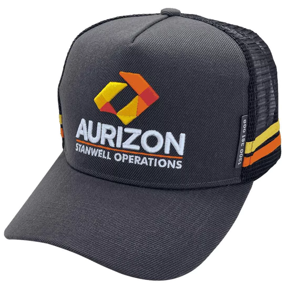 Aurizon Stanwell Operations HP Original Midrange Aussie Trucker Hats with double side bands Acrylic