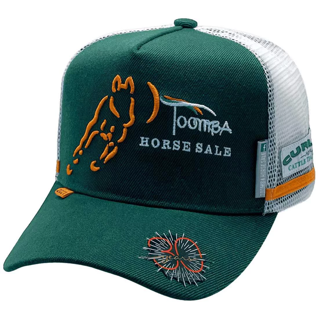 Toomba Horse Sale Charters Towers QLD - Original Power Aussie Trucker Hat with double side bands- Bottle Green HP Acrylic