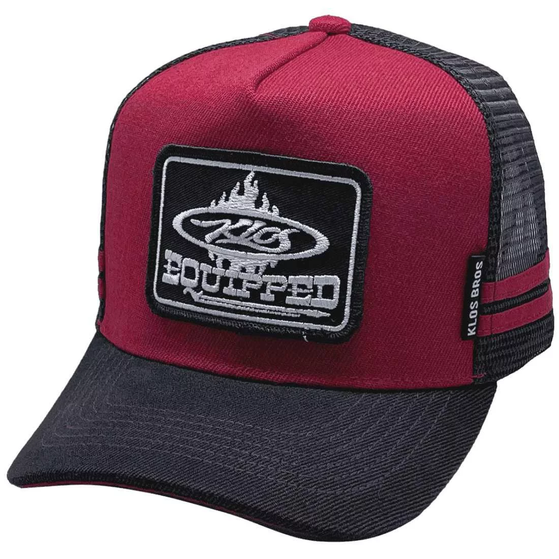Klos Equipped Custom Trucks - HP Original Basic Aussie Trucker Hats with double side bands Acrylic Maroon Black