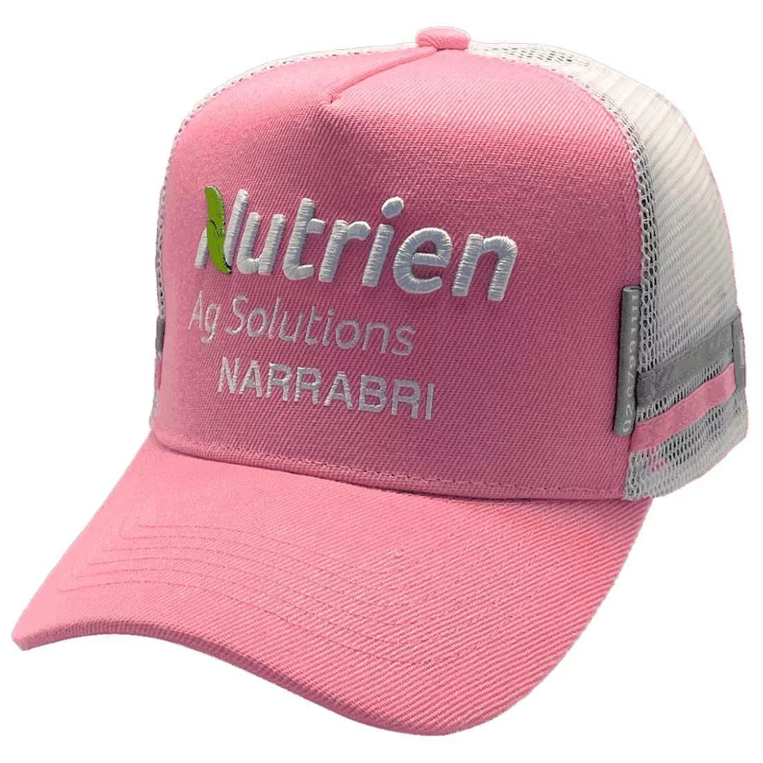 Nutrien Ag Solutions Narrabri HP - Midrange Aussie Trucker Hat Acrylic Pink/White/Grey