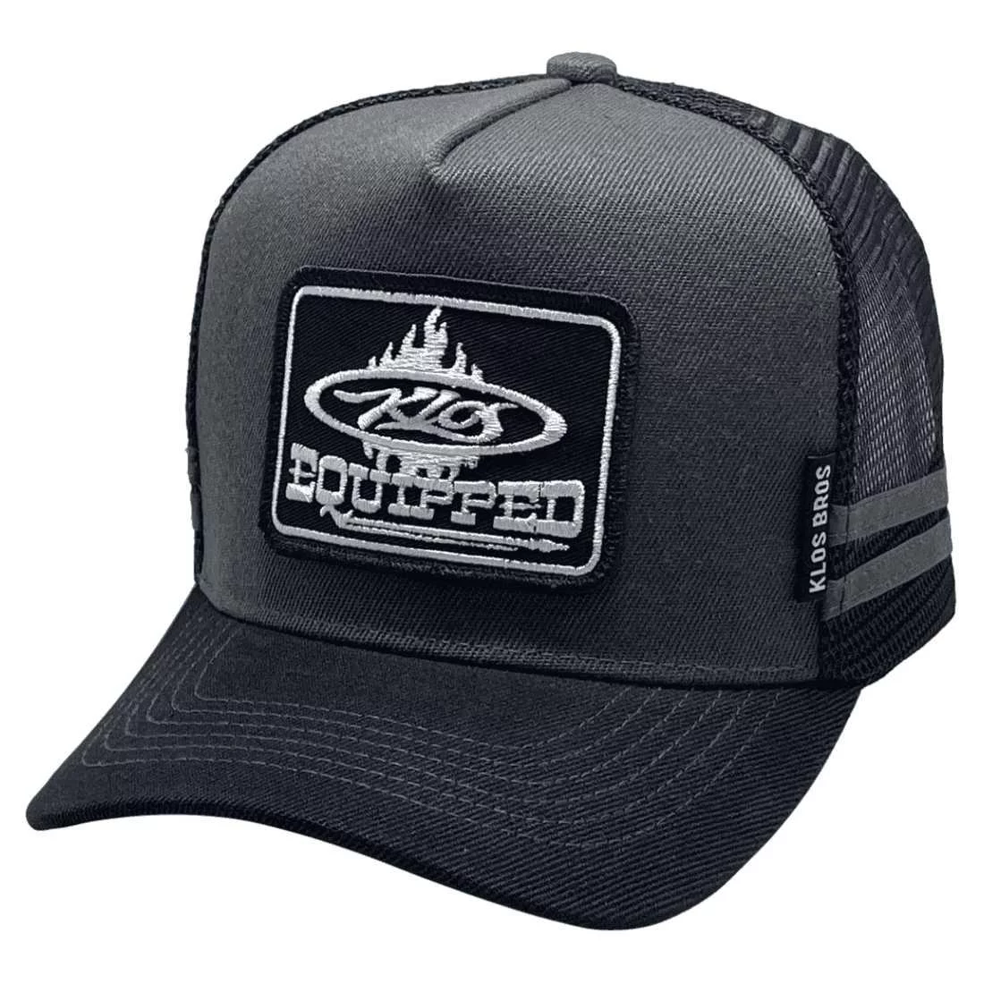 Klos Equipped High Profile Basic Aussie trucker Hat - Charcoal/Black Acrylic High Profile