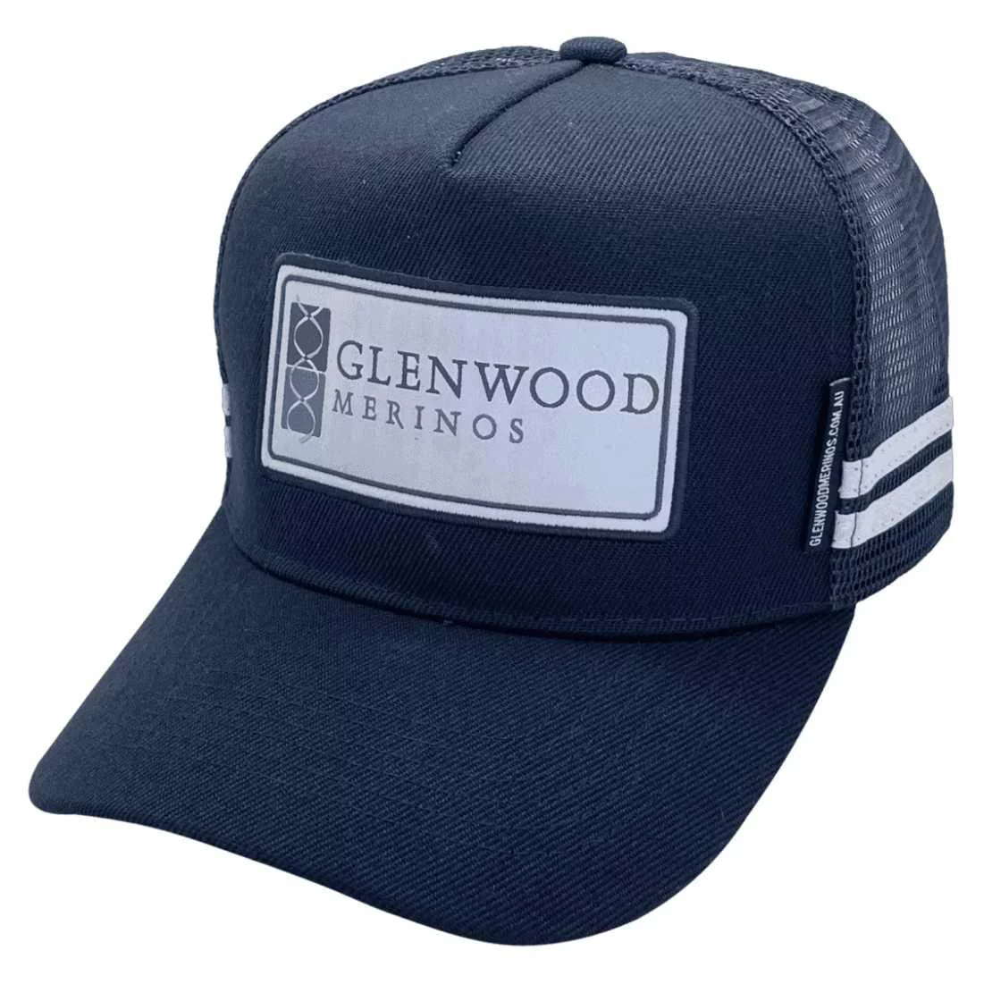 Glenwood Merinos Wellington NSW HP Basic Aussie Trucker Hats with Australian Head Fit Crown and 2 Side Bands Navy