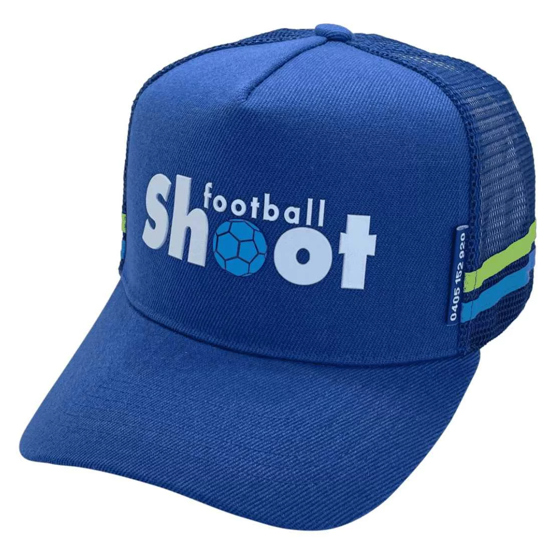 Shoot Football Port Macquarie NSW HP Original Basic Aussie Trucker Hat with Australian Head Fit Crown Size Royal Blue