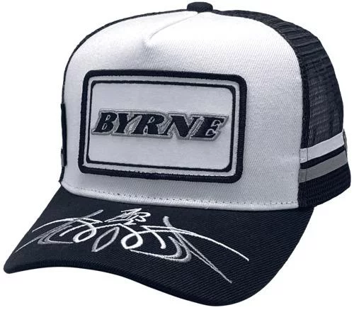Byrne Manufacturing Livestock Trailers QLD HP Original Power Aussie Trucker Hat with double side bands and Australian Designed Head Fit Crown with Scroll embroidered on Brim Navy