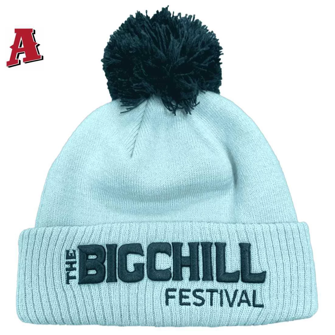 The Big Chill Festival Civic Park Armidale NSW Aussie Acrylic Beanie with Ribbed or Plain Cuff and Pom Pom Green