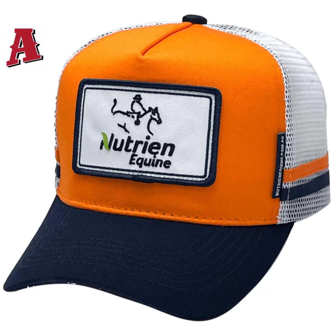 Nutrien Equine Tamworth NSW HP Midrange Aussie Trucker Hats with Australian Head Fit Crown and Double Side Bands and Sewn On Badge