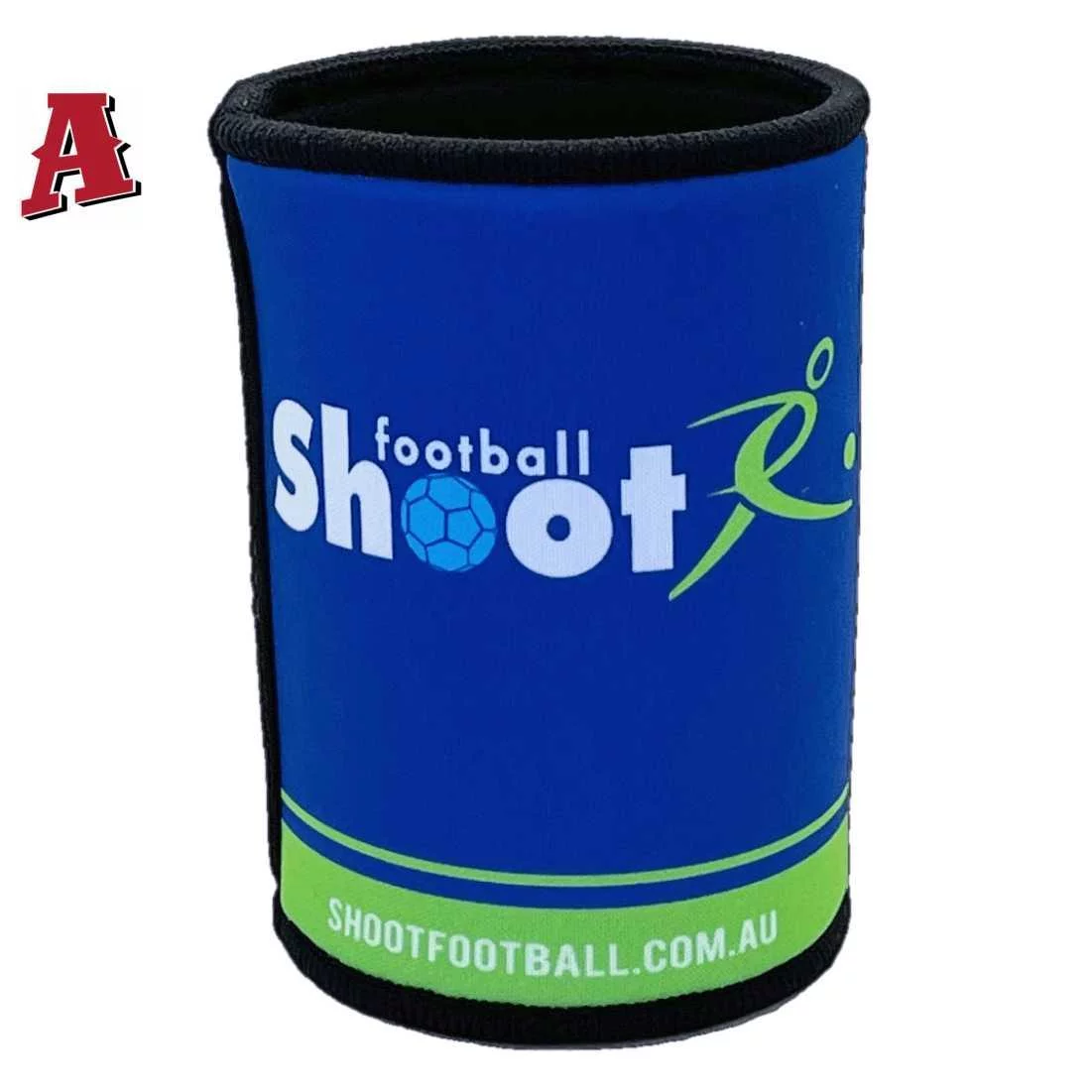 Shoot Football Port Macquarie NSW Aussie Custom Stubby Holders - Koozie - 5mm Premium Neoprene with Taped & Stitched Seams Royal Blue