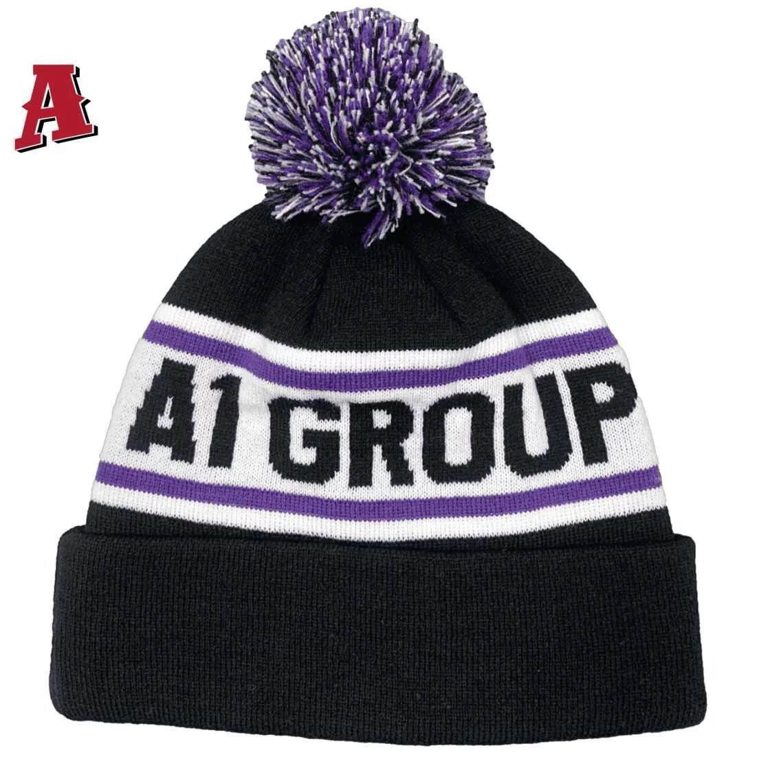 A1 Group Asphalting Pty Ltd Drouin Vic  Aussie Acrylic Custom Beanie with Optional Smooth or Rib Cuff One Size Fits All Black Purple White