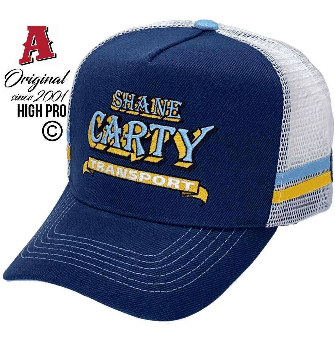 Shane Carty Transport Price SA Power Aussie Trucker Hats with Australian HeadFit Crown & Double SideBands Snapback Navy White