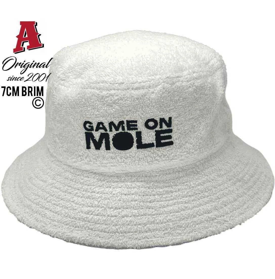 Melanoma Institute Australia Premium Terry Toweling Aussie Bucket Hat with custom Brim Size Cream