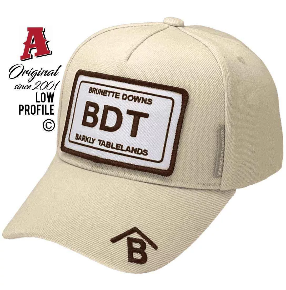 Brunette Downs Station Barkly Tablelands NT Midrange Aussie Trucker Hats with Sew-on Embroidered Badge Merrow Edge Cream Snapback