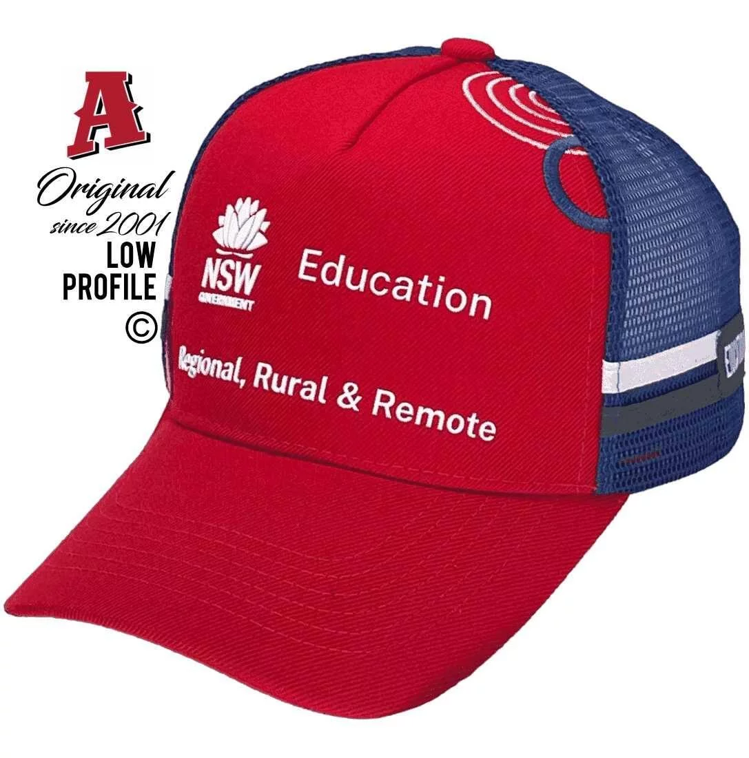 NSW Government Education Regional Rural & Remote Midrange Aussie Trucker Hats Red Royal Blue Snapback