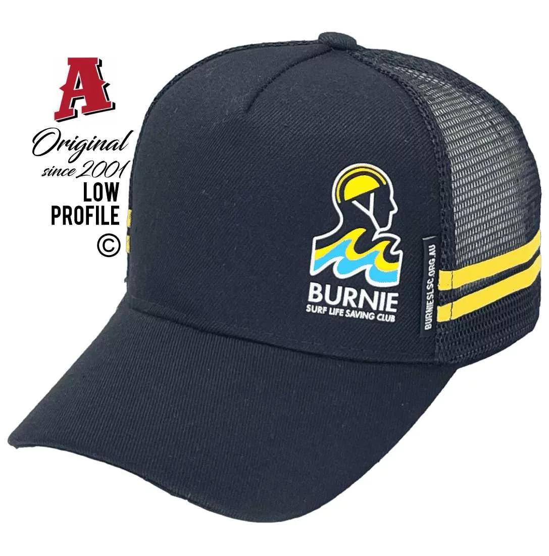 Burnie Surf Life Saving Club Burnie TAS Basic Aussie Trucker Hats with HeadFit Crown & 3D Plasti-weld logo Black Snapback