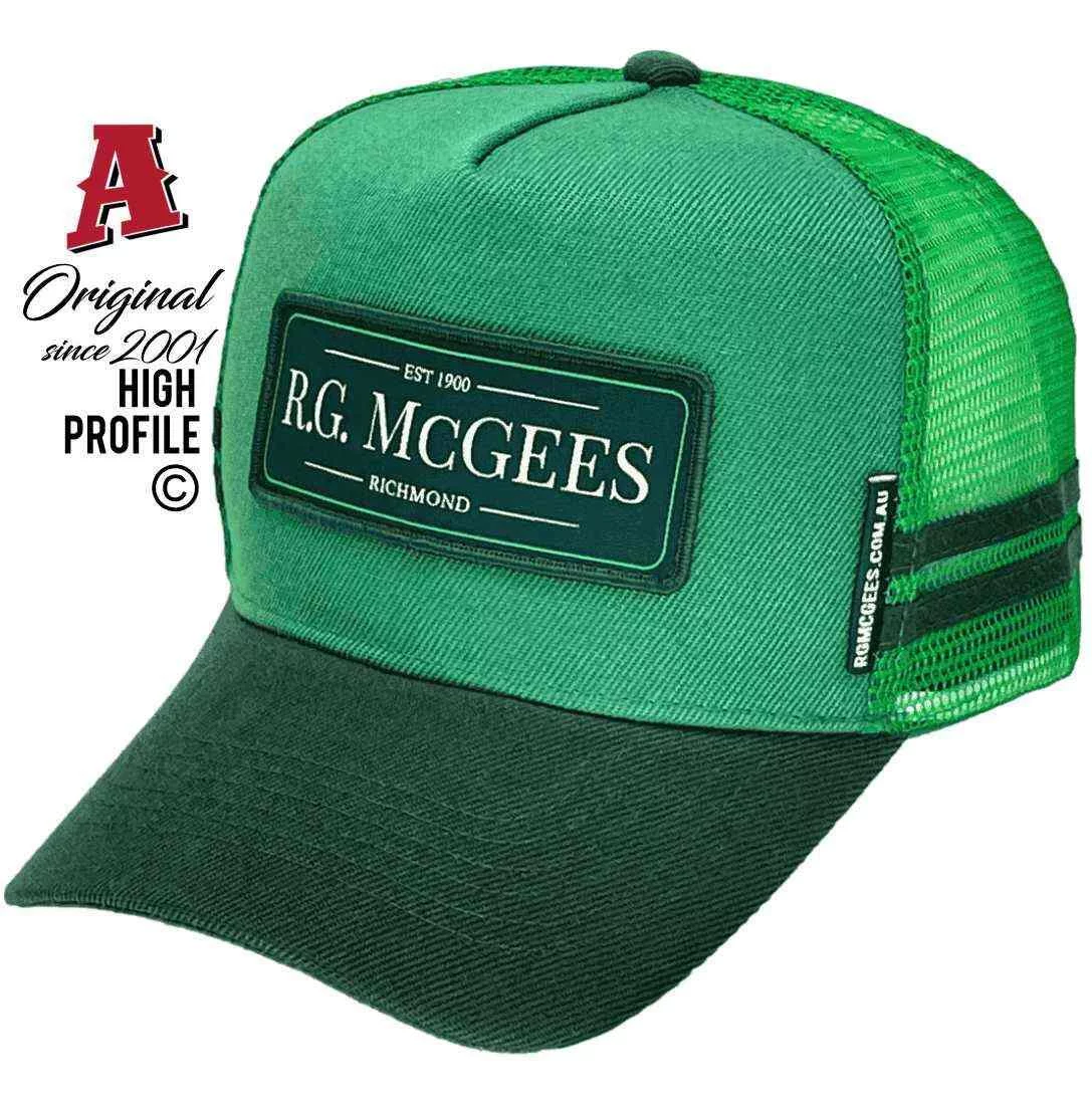 RG McGees Hotel Richmond NSW Basic Aussie Trucker Hats with Australian HeadFit Crown & 2 SideBands Green Bottle Snapback
