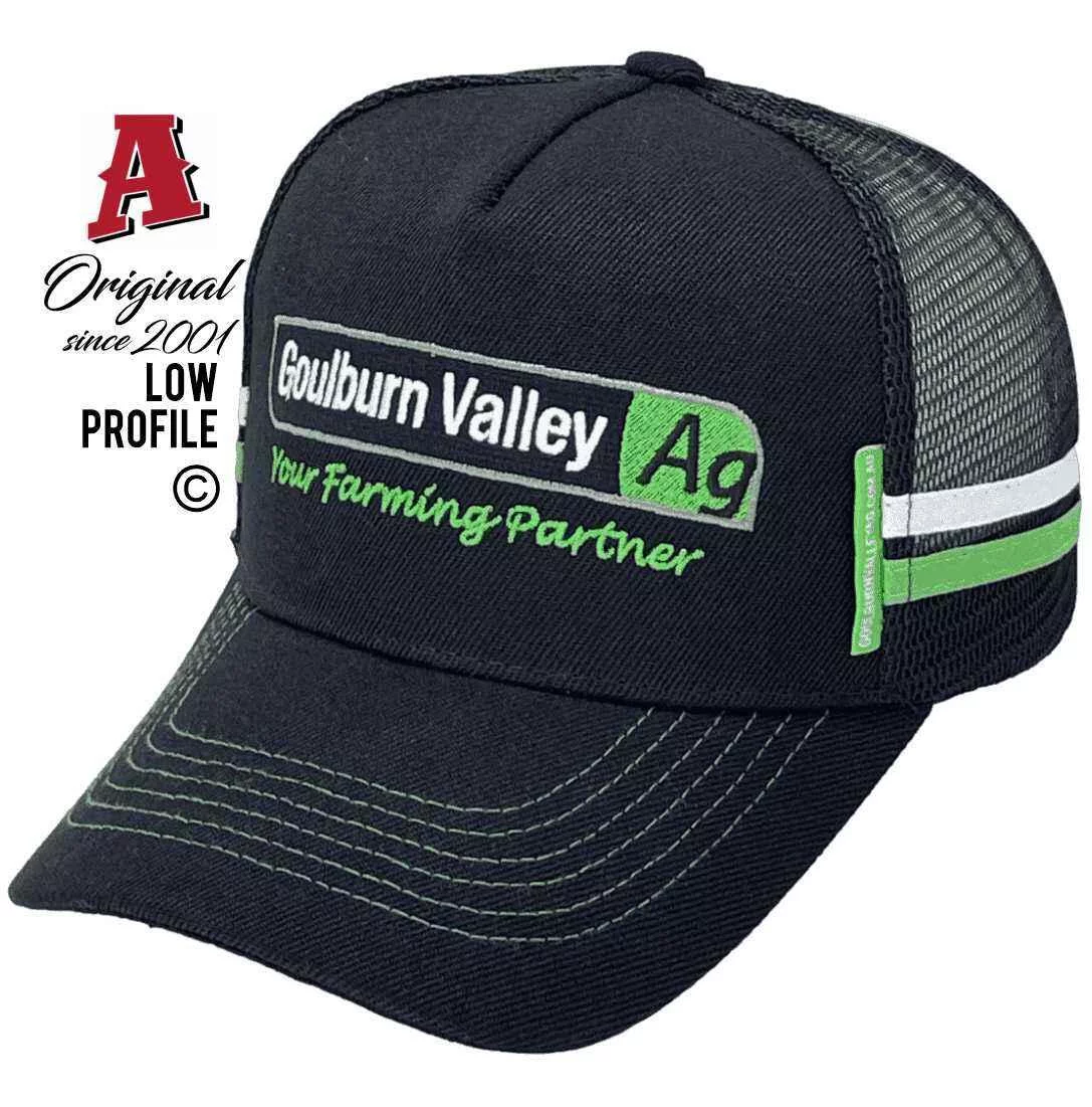 Goulburn Valley Ag  Kialla VIC Midrange Aussie Trucker Hats with Australian HeadFit Crown & Duel SideBands Black Snapback