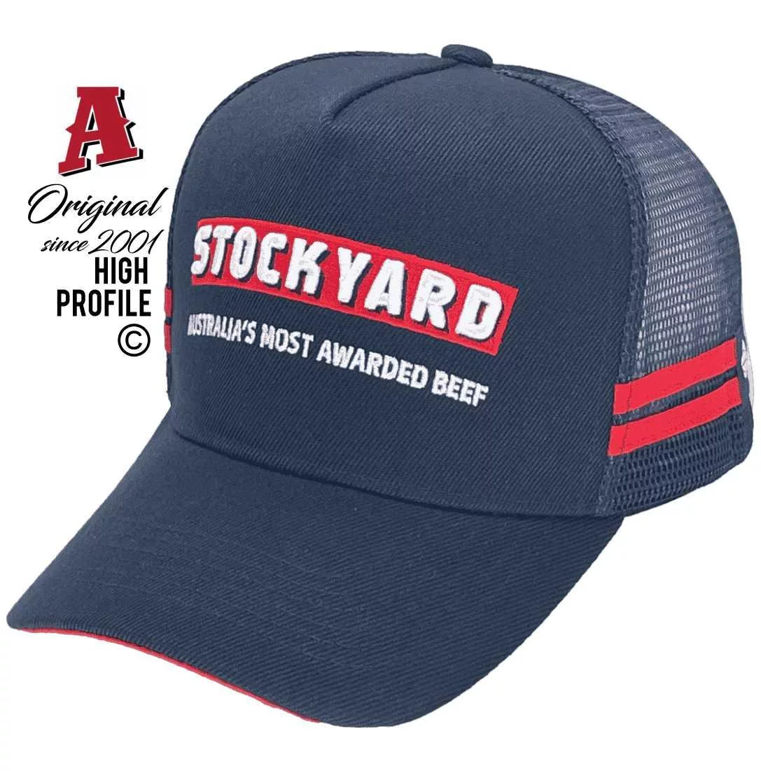 Stockyard Brisbane Airport QLD Basic Aussie Trucker Hats with Australian HeadFit Crown & dual SideBands Navy Snapback