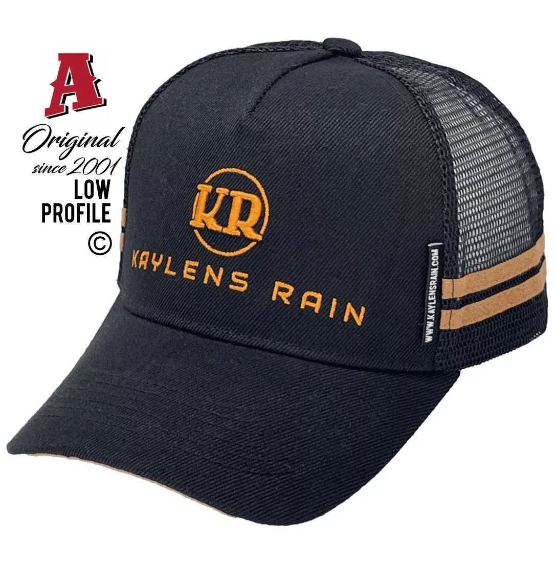 Kaylens Rain Musicians Entertainers Basic Aussie Trucker Hats with 2 SideBands Black Brown Snapback