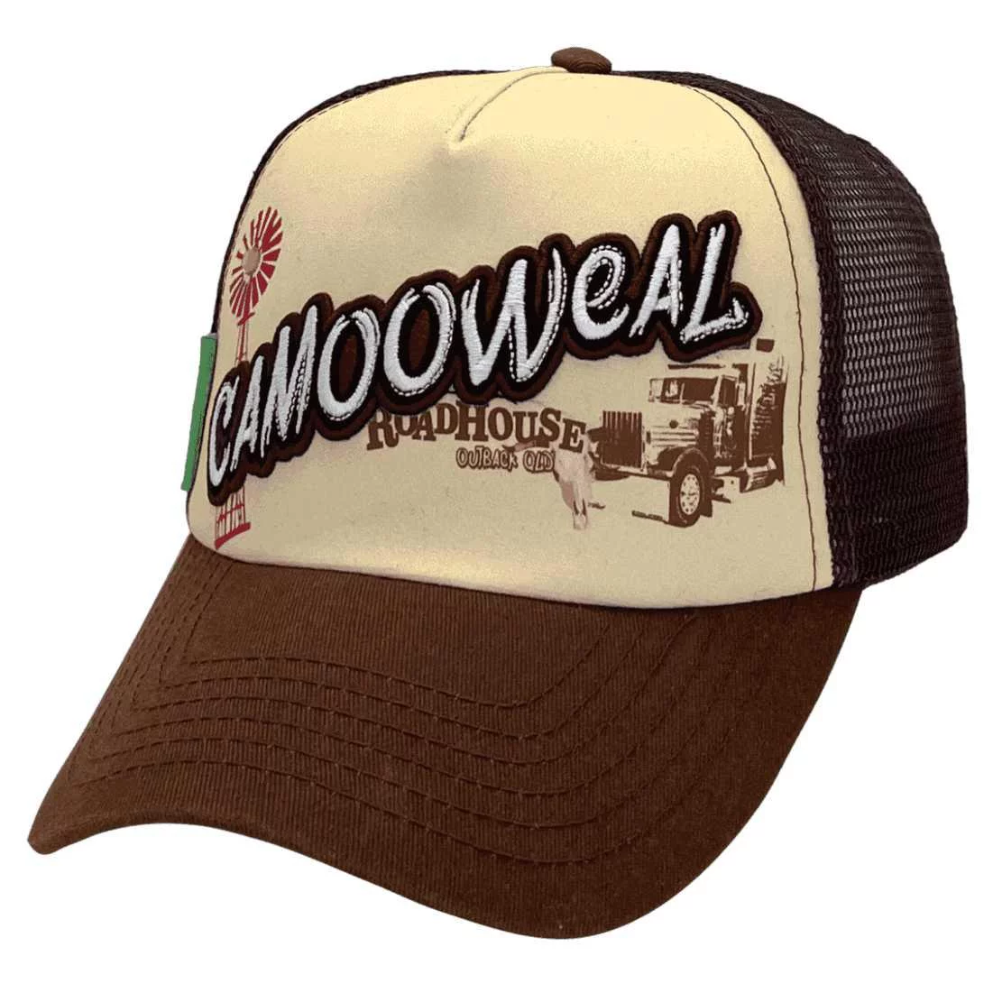 Camooweal RoadHouse PUMA QLD LP Original Basic Aussie Trucker Hat with Australian Head Fit Crown Size