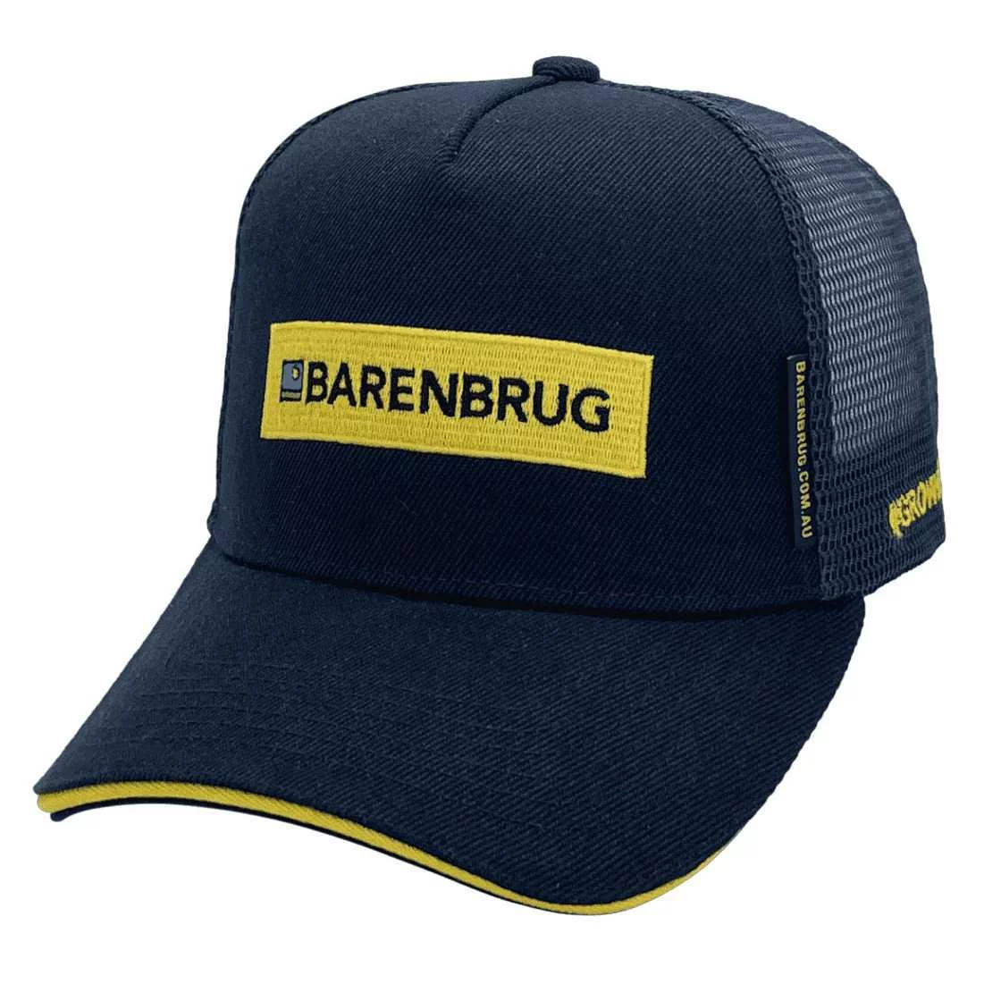 Barenbrug Dandenong South Vic Original Basic Aussie Trucker Hat with Australian Head Fit Crown Size and Sandwich Brim