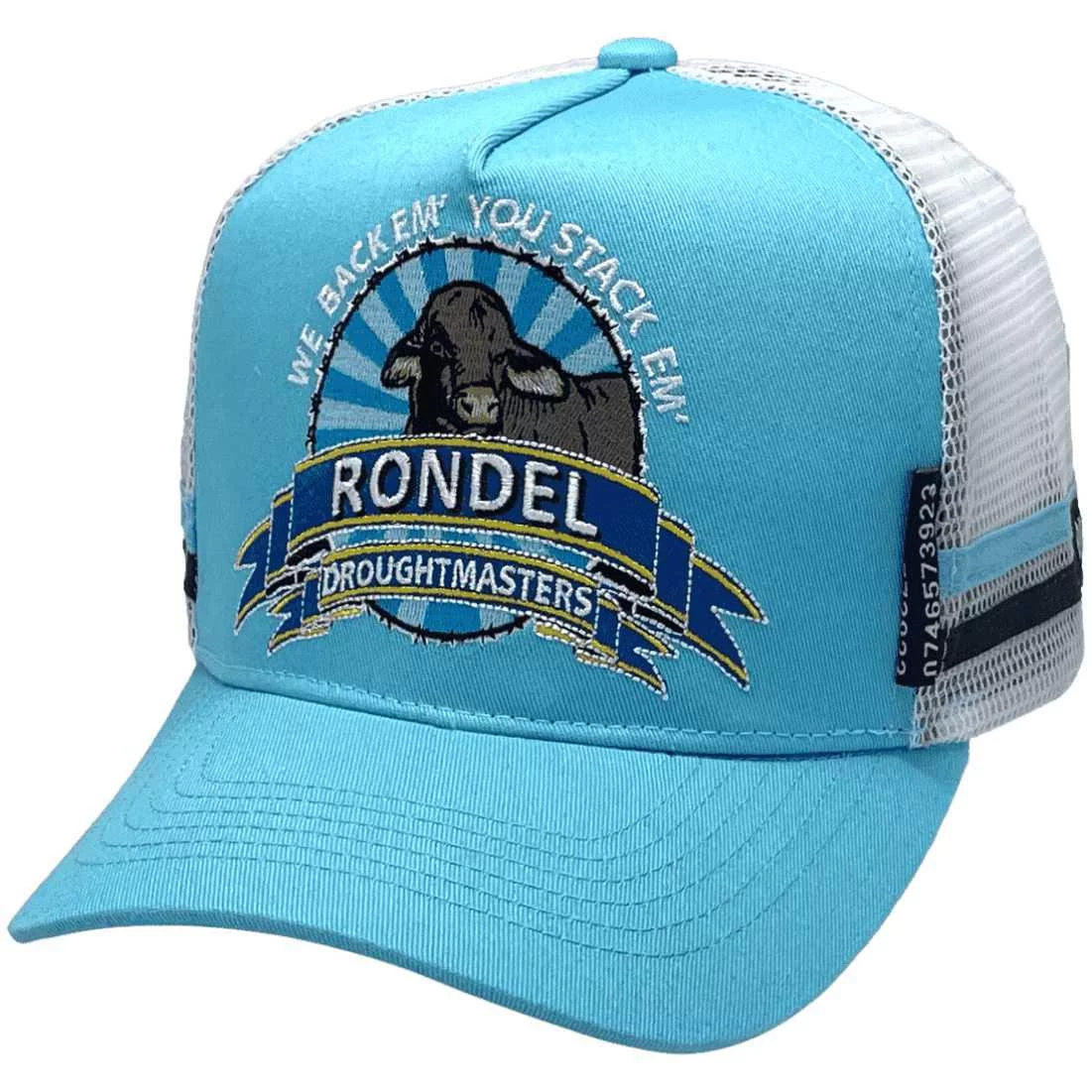 Rondel Droughtmasters Winton Qld HP Midrange Aussie Trucker Hat with exclusive Australian Head Fit Crown Size
