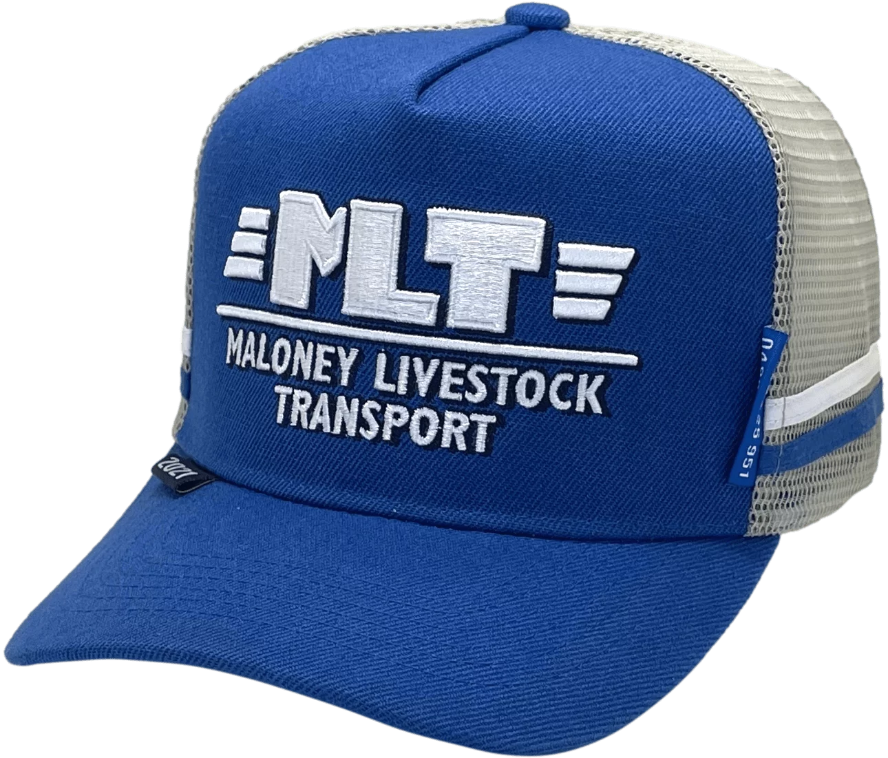 Maloney Livestock Transport Tamworth NSW HP Midrange Aussie Trucker Hat with exclusive Australian Head Fit Crown Size